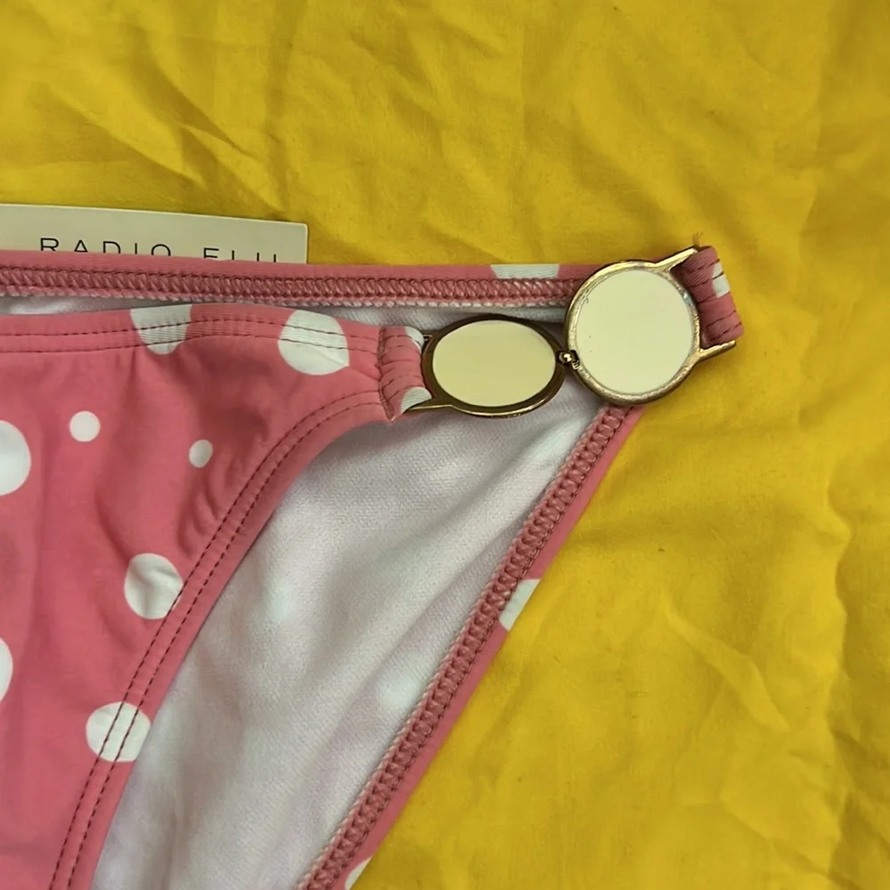 RADIO FIJI STRETCH PINK POLKA DOT BIKINI BOTTOM.  Size M.  New with tag.